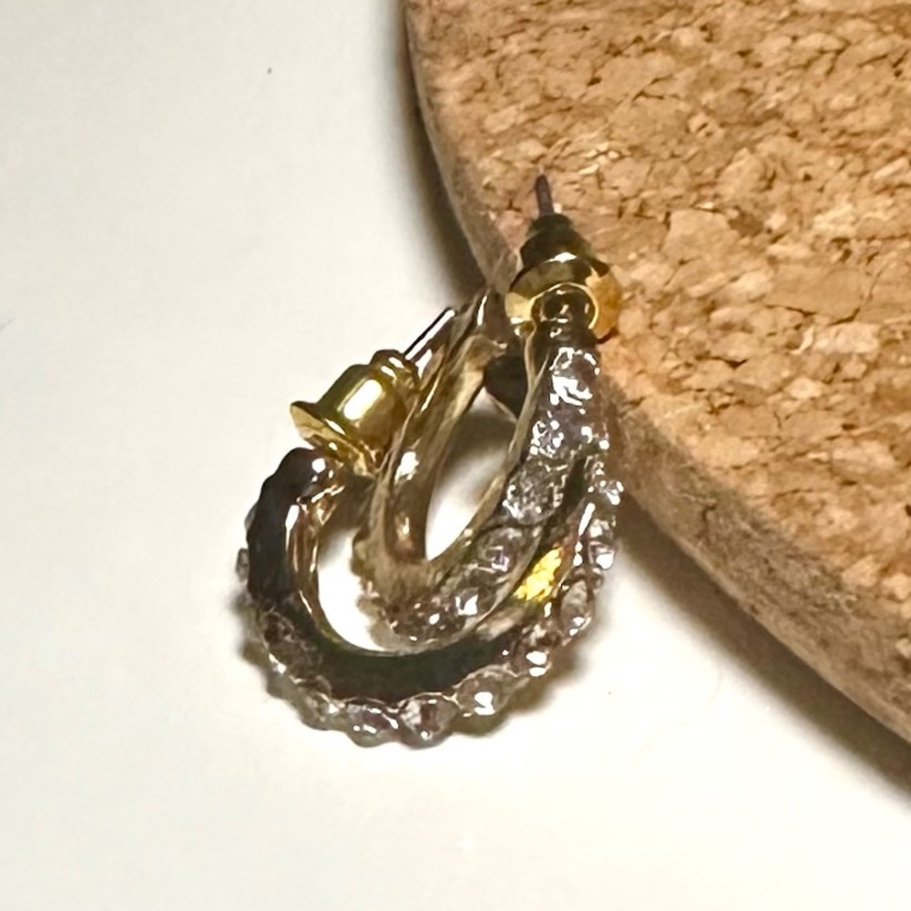 Sparkling Silver and Gold Hoop Earrings